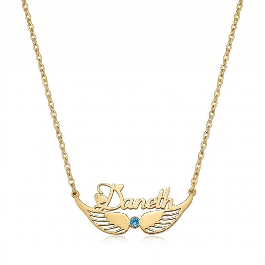 Custom Personalized Arabic & English Name Necklace With Birthstone #2ZX