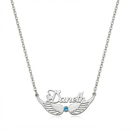 Custom Personalized Arabic & English Name Necklace With Birthstone #2ZX