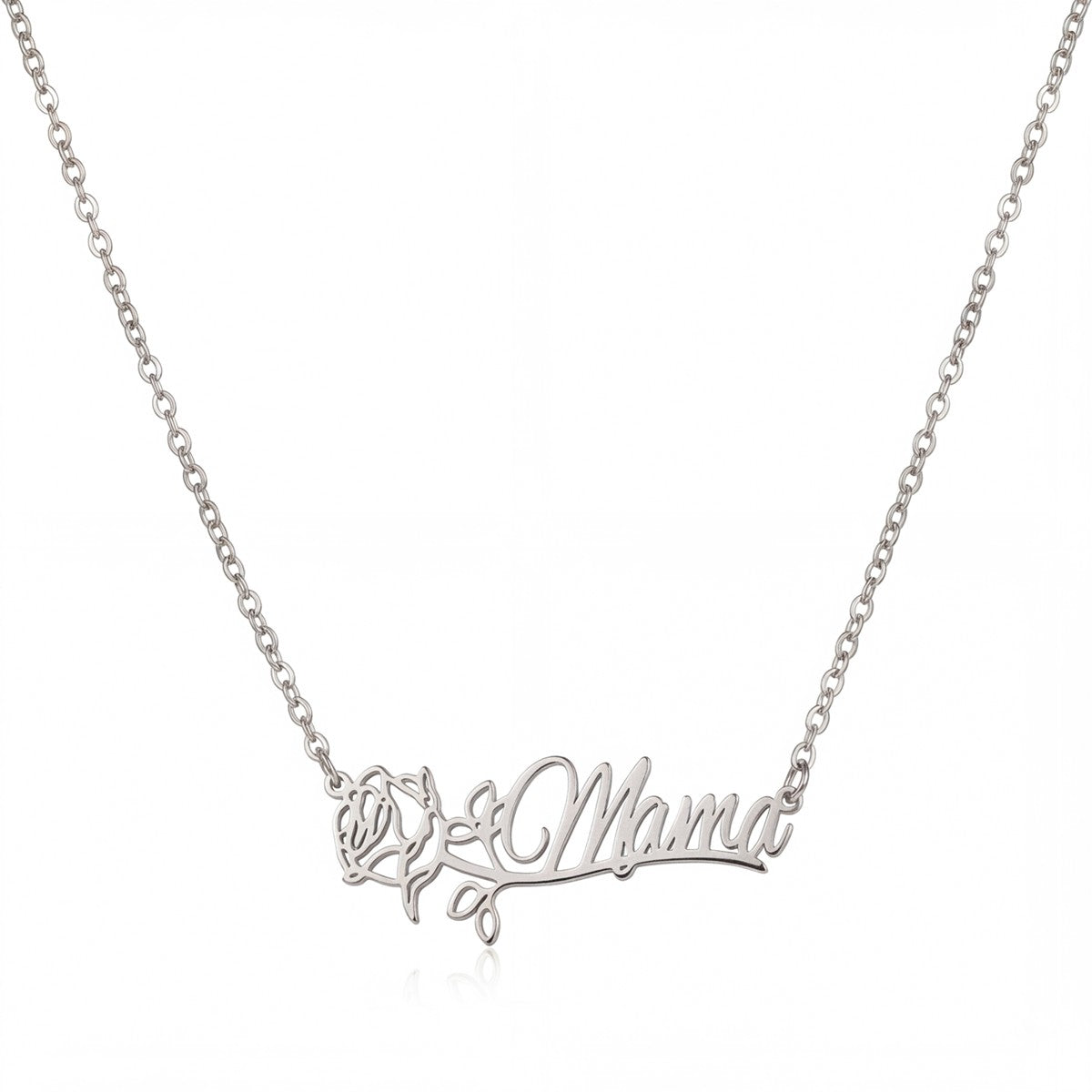 Custom Birth Flower Name Necklace - Personalized Jewelry - Gold/Silver/Rose Gold - Gift For Mom/Grandmother/Girlfriend - #2