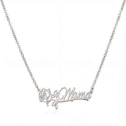 Custom Birth Flower Name Necklace - Personalized Jewelry - Gold/Silver/Rose Gold - Gift For Mom/Grandmother/Girlfriend - #2