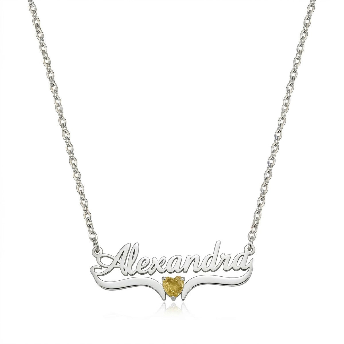 Custom Personalized Arabic & English Name Necklace With Birthstone #1ZX