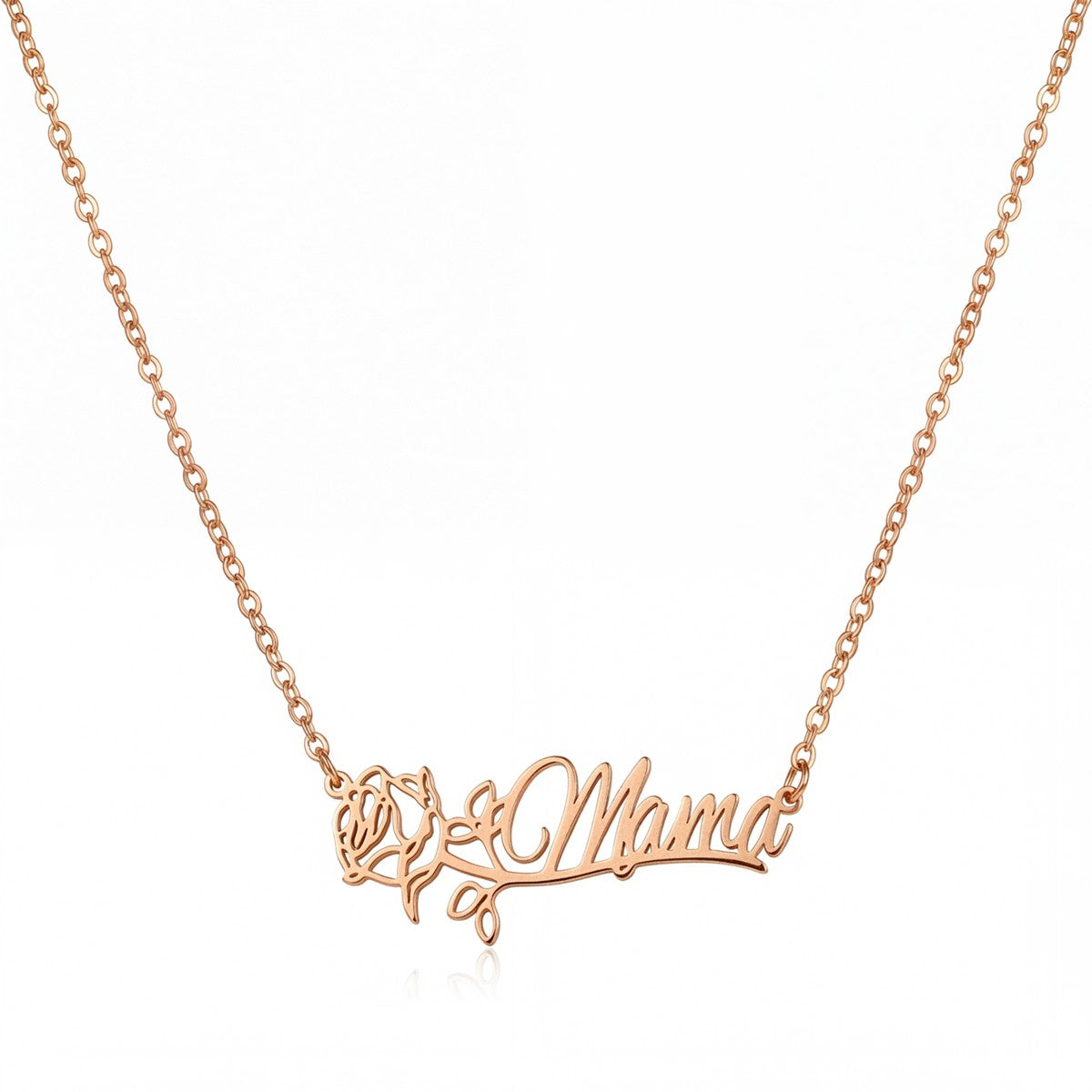 Custom Birth Flower Name Necklace - Personalized Jewelry - Gold/Silver/Rose Gold - Gift For Mom/Grandmother/Girlfriend - #2