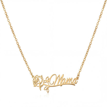 Custom Birth Flower Name Necklace - Personalized Jewelry - Gold/Silver/Rose Gold - Gift For Mom/Grandmother/Girlfriend - #2