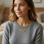 Personalized Name Necklace with Birthstone #4ZX