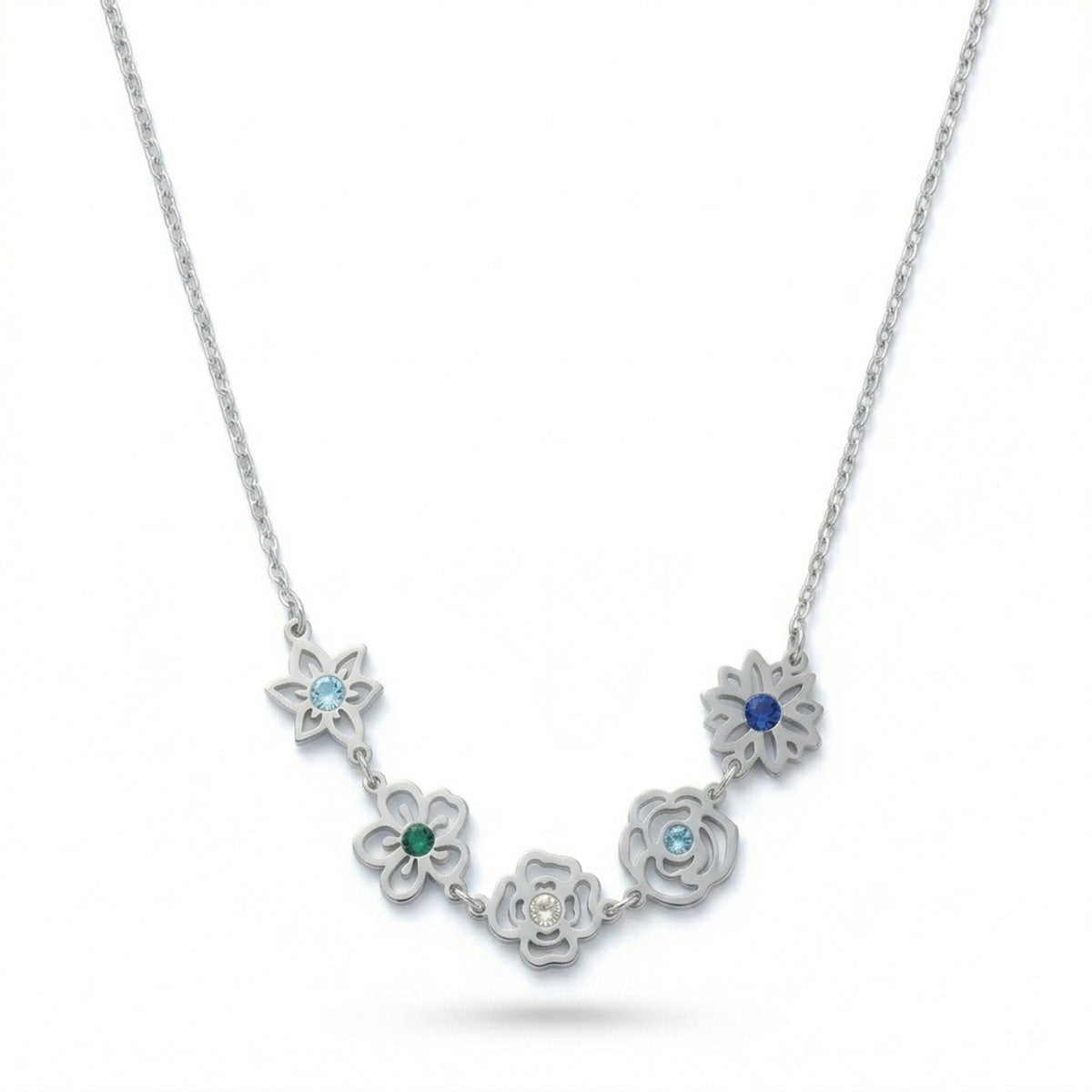 Birth Flower With Birthstone Necklace For Mom, Grandma #1403