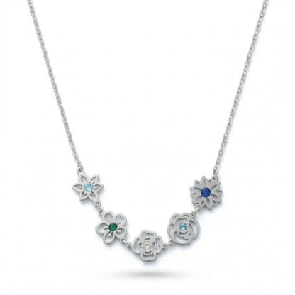 Birth Flower With Birthstone Necklace For Mom, Grandma #1403