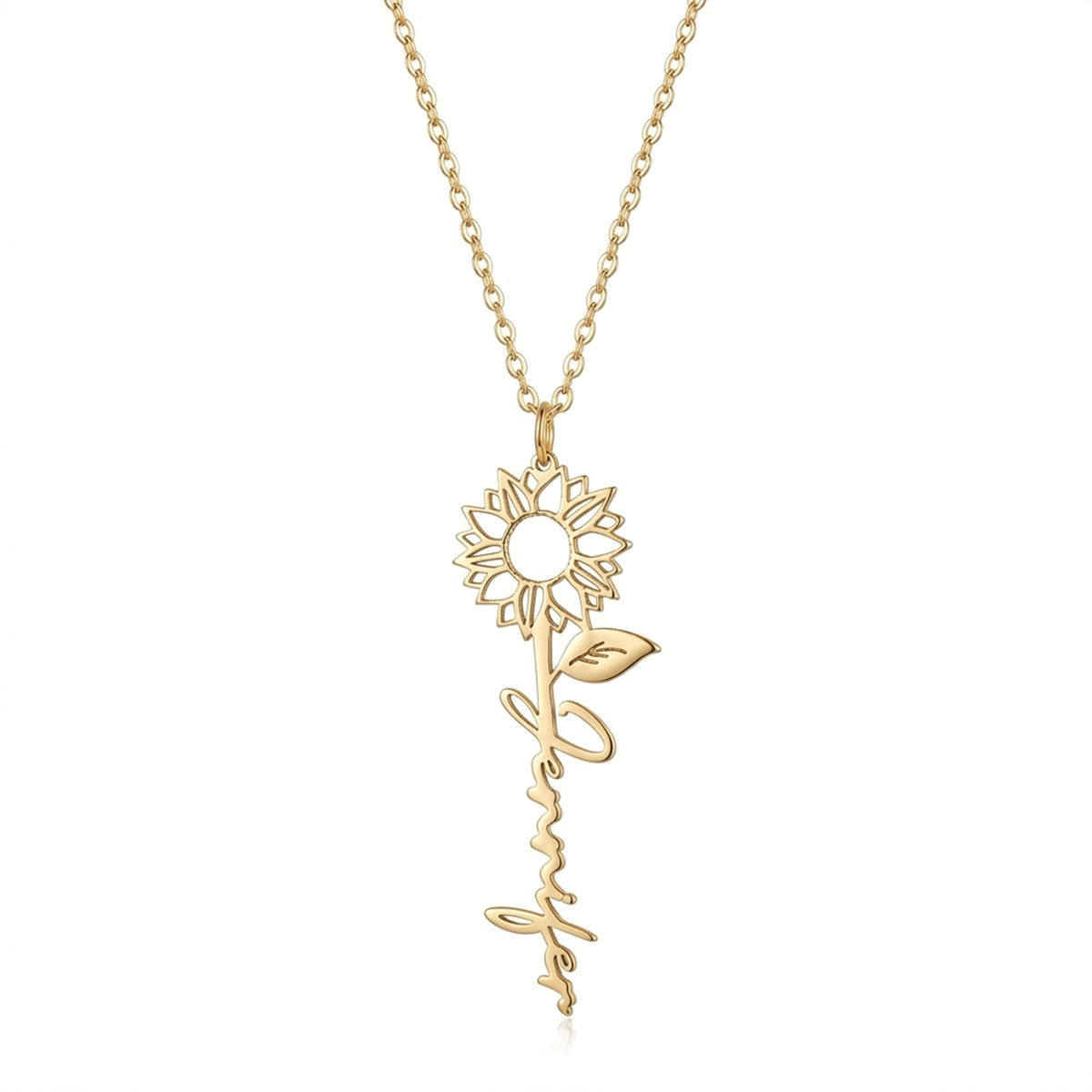 Custom Name Necklace With Sunflower - Personalized Jewelry - Gold/Silver/Rose Gold- Gift For Mom/Grandma/Girlfriend - #10