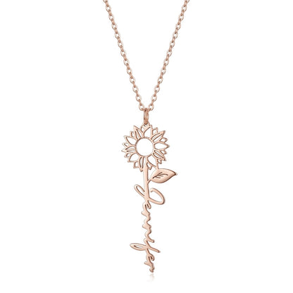 Custom Name Necklace With Sunflower - Personalized Jewelry - Gold/Silver/Rose Gold- Gift For Mom/Grandma/Girlfriend - #10