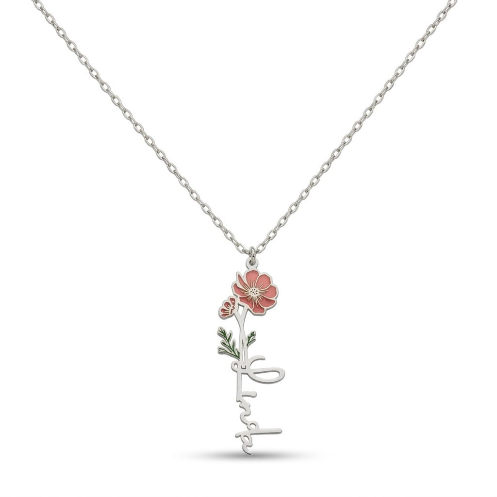 Personalized Name Necklace with Birth Flower #4