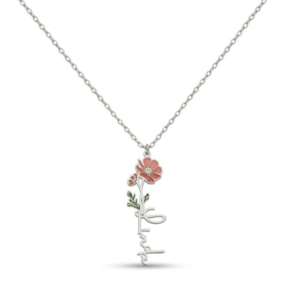 Custom Birth Flower Name Necklace - Personalized Jewelry - Gold/Silver/Rose Gold - Gift For Mom/Grandmother/Girlfriend - #4