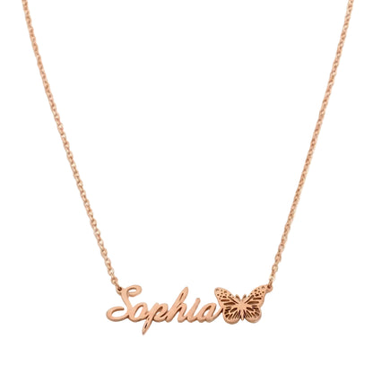 Custom Name Necklace With Butterfly of Birth - Personalized Jewelry - Gold/Silver/Rose Gold- Gift For Mom/Grandma/Girlfriend