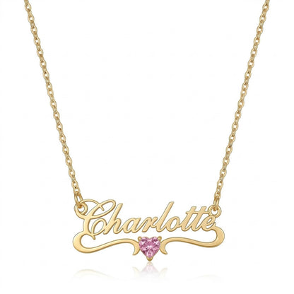 Custom Personalized Arabic & English Name Necklace With Birthstone #6ZX