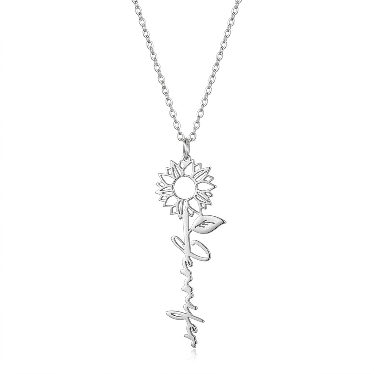Custom Name Necklace With Sunflower - Personalized Jewelry - Gold/Silver/Rose Gold- Gift For Mom/Grandma/Girlfriend - #10