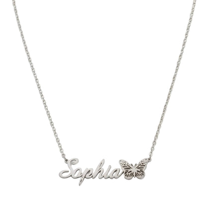 Custom Name Necklace With Butterfly of Birth - Personalized Jewelry - Gold/Silver/Rose Gold- Gift For Mom/Grandma/Girlfriend