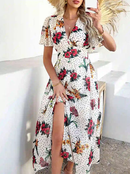 Bohemia V-Neck Printed Women Dress #2523048