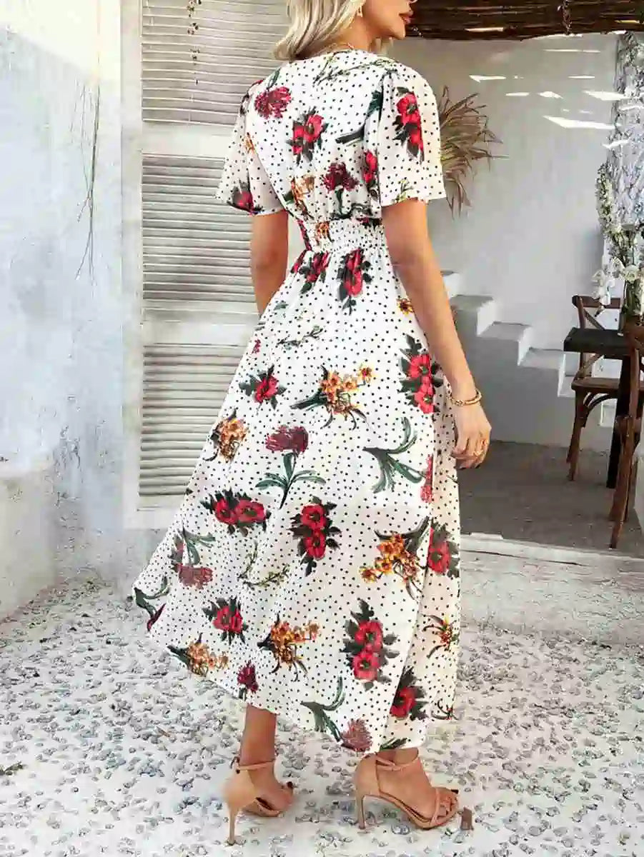 Bohemia V-Neck Printed Women Dress #2523048