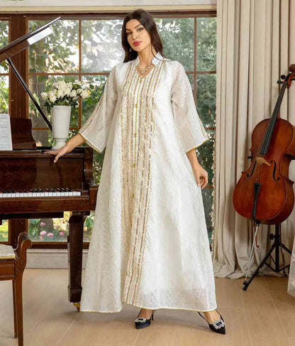 Eid Dress Sequins Embroidery Women Kaftan Caftan Dress