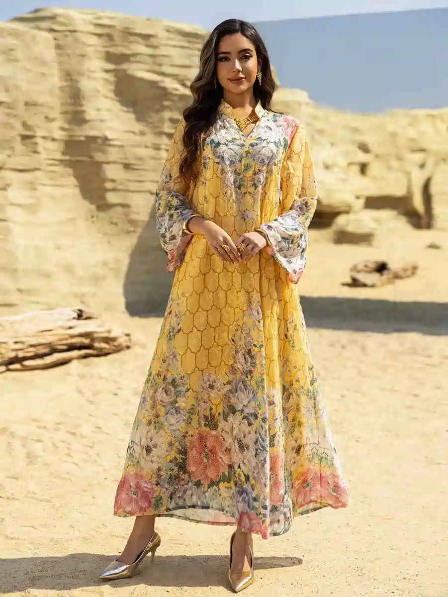 Eid Dress Embroidery Printed Caftan Kaftan Dress #25463