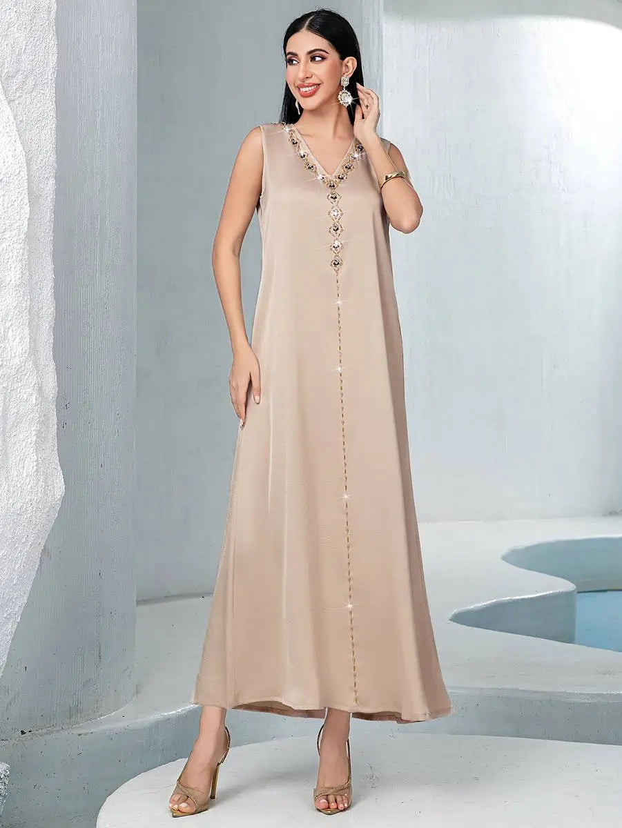 Hotfix Rhinestone 2 Pieces Set Mukhawar Caftan Kaftan Dress #255148