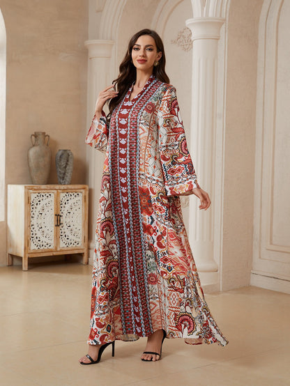 Printed Caftan Kaftan Dress For Women - Mukhawar Jalabiya Eid Dress - #26SX32