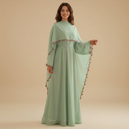 Muslim Women Nida Abaya Dress With A Laced Matching Hijab #261355