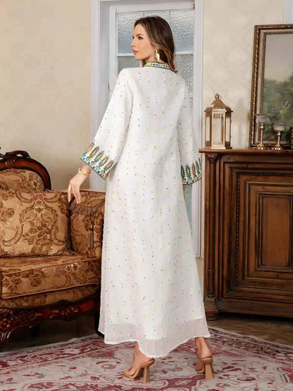 Eid Rope Embroidery Jalabiya Caftan Kaftan Dress #25S160