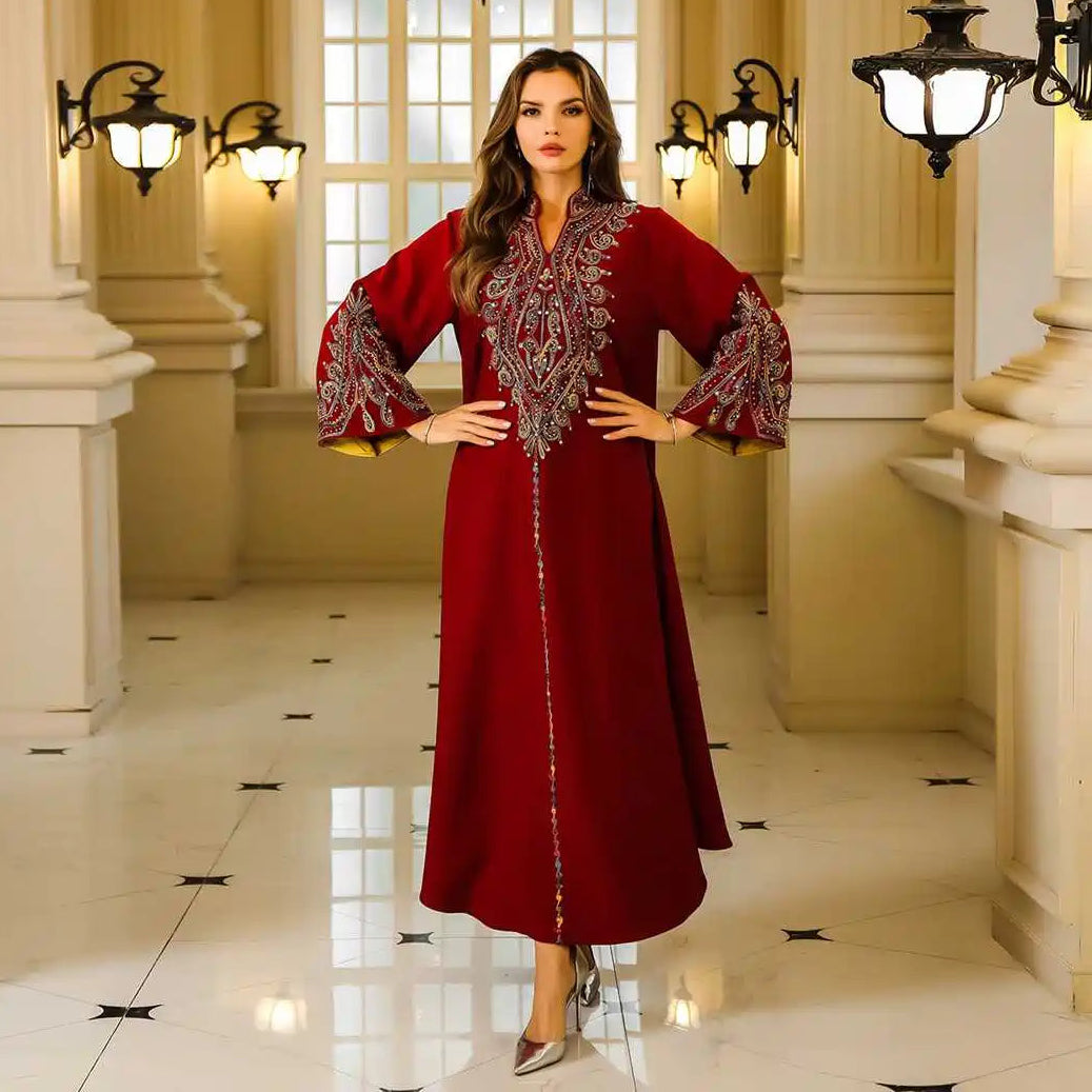 فستان عيد مطرز بحبل وخرز، قفطان #25S080