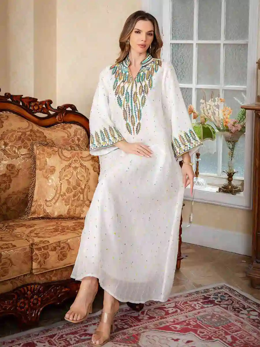 Eid Rope Embroidery Jalabiya Caftan Kaftan Dress #25S160