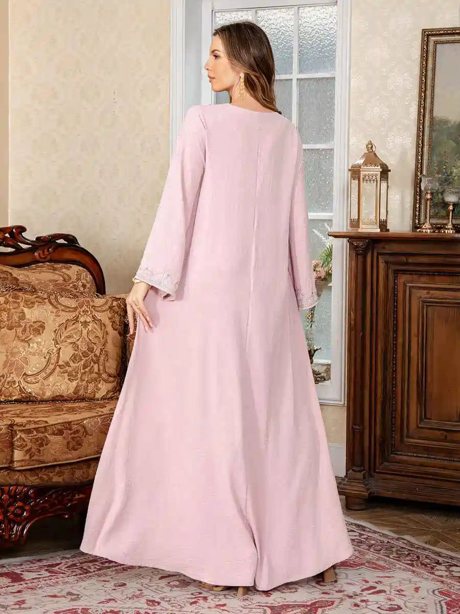 Eid Muslim Women Embroidery Cafan Kaftan Dress #25S174