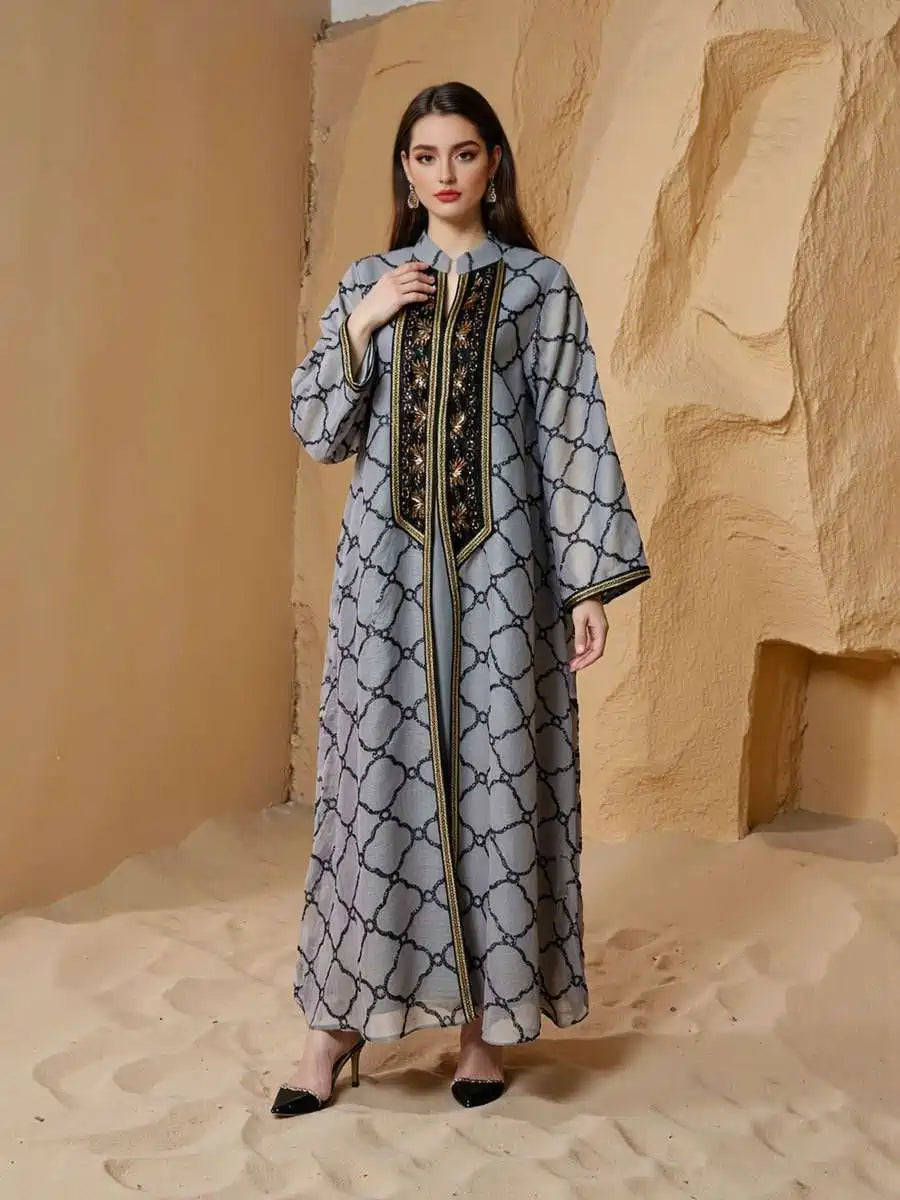 Eid Embroidery Arab Jalabiya Caftan Kaftan Dress #25S127
