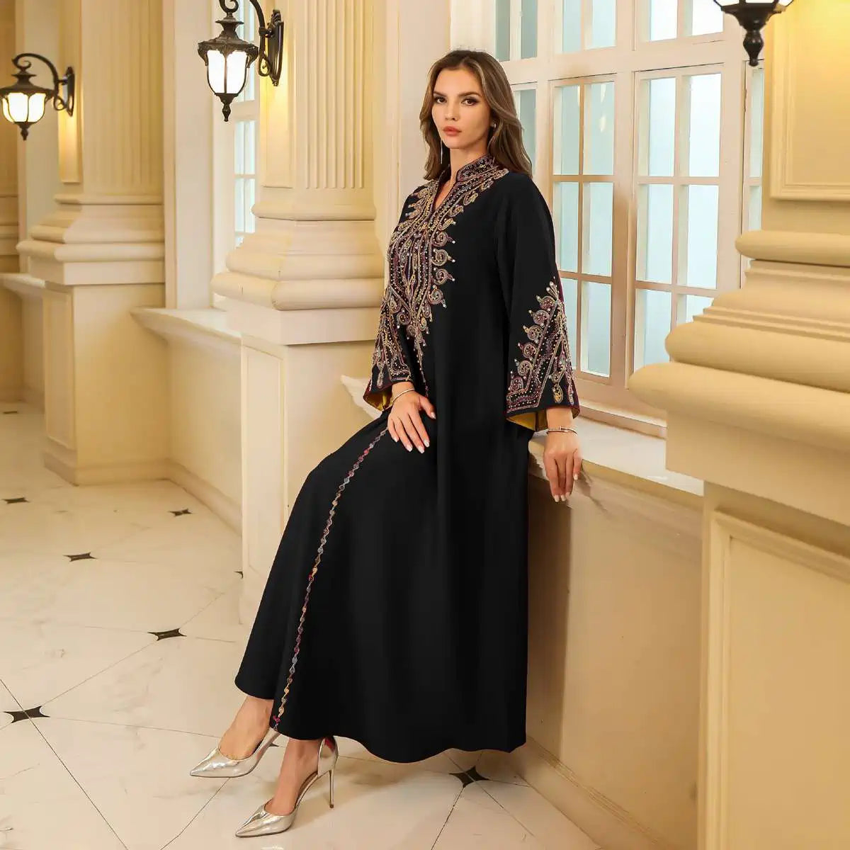 فستان عيد مطرز بحبل وخرز، قفطان #25S080