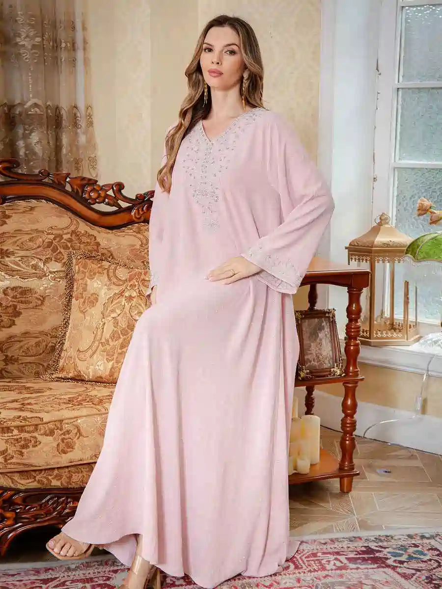 Eid Muslim Women Embroidery Cafan Kaftan Dress #25S174