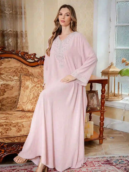 Eid Muslim Women Embroidery Cafan Kaftan Dress #25S174