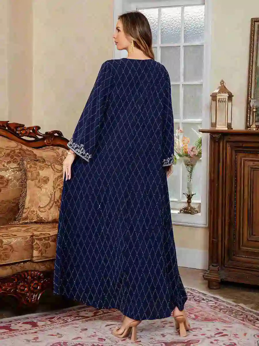 Eid Muslim Women Embroidery Cafan Kaftan Dress #25S174