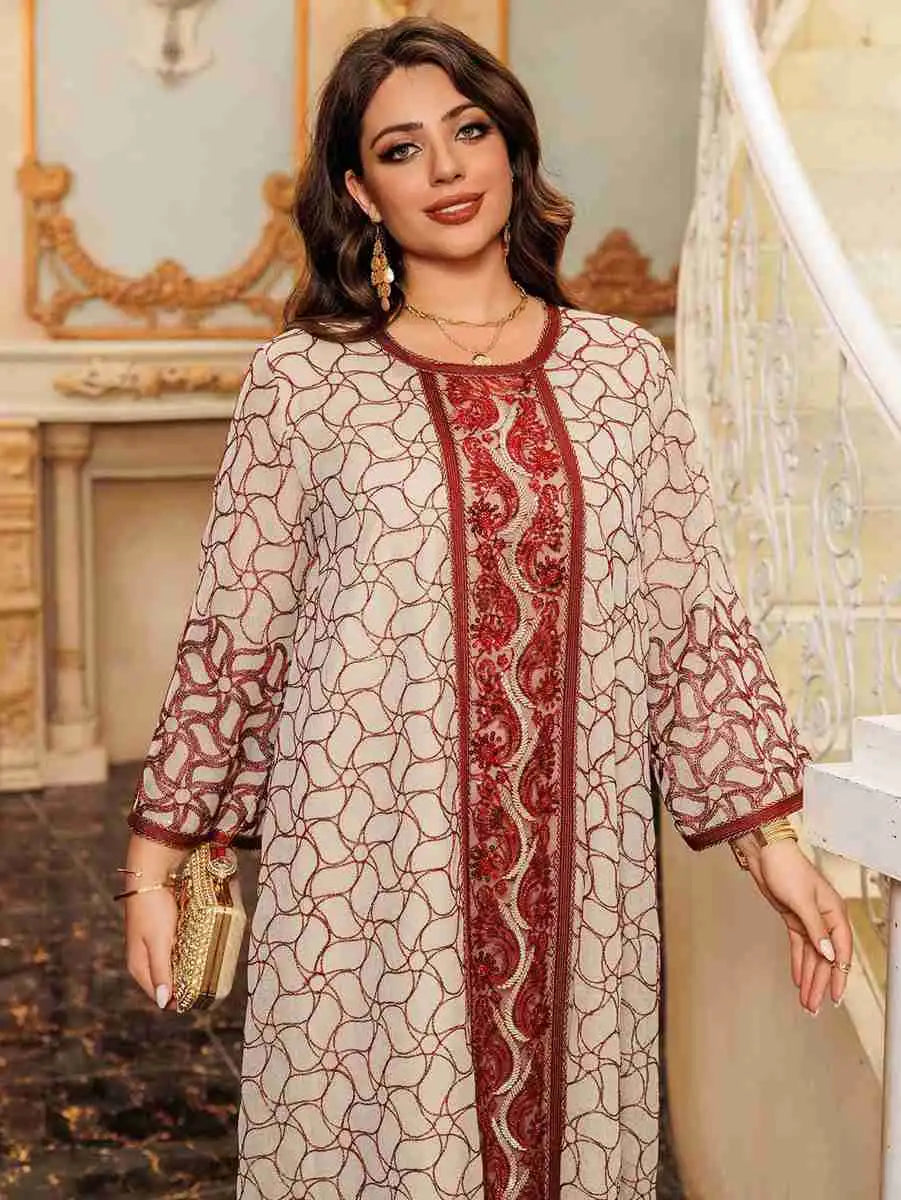 Eid Dress Sequins Embroidery Jalabiya Caftan Kaftan Dress