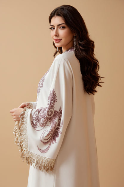 Hotfix Rhinestones Tassel Caftan Kaftan Dress For Women - Mukhawar Jalabiya Eid Dress - #26484