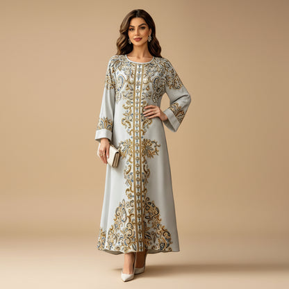 Hotfix Rhinestones Caftan Kaftan Dress For Women - Mukhawar Jalabiya Eid Dress - #26477