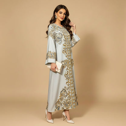 Hotfix Rhinestones Caftan Kaftan Dress For Women - Mukhawar Jalabiya Eid Dress - #26477