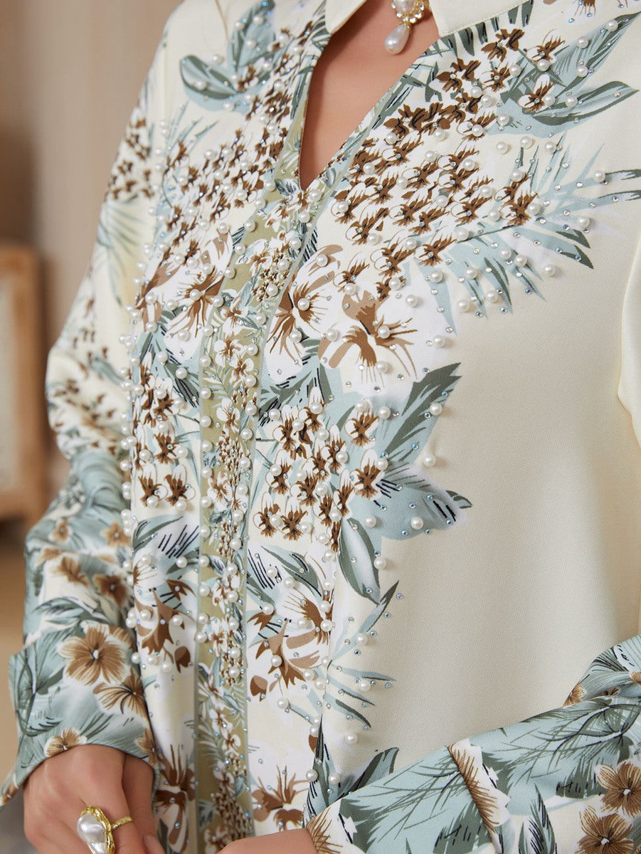 Eid Beads Printed Caftan Kaftan Dress #26S2608