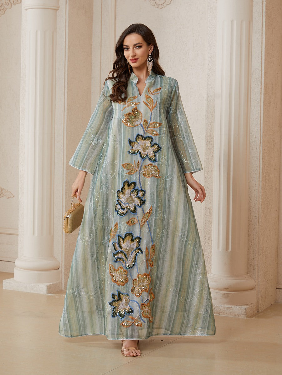 Eid Appliqu Sequins Caftan Kaftan Dress #26S161