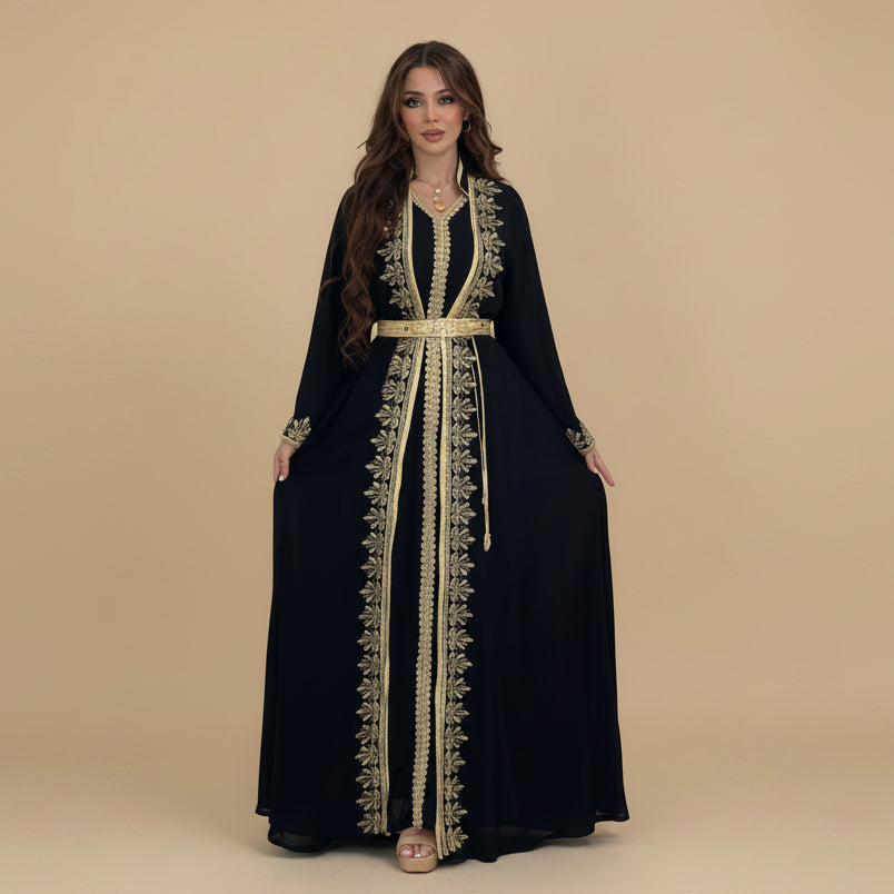 Eid 2 Pieces Set Caftan Kaftan Dress With Inner Sleeveless Dress #26422