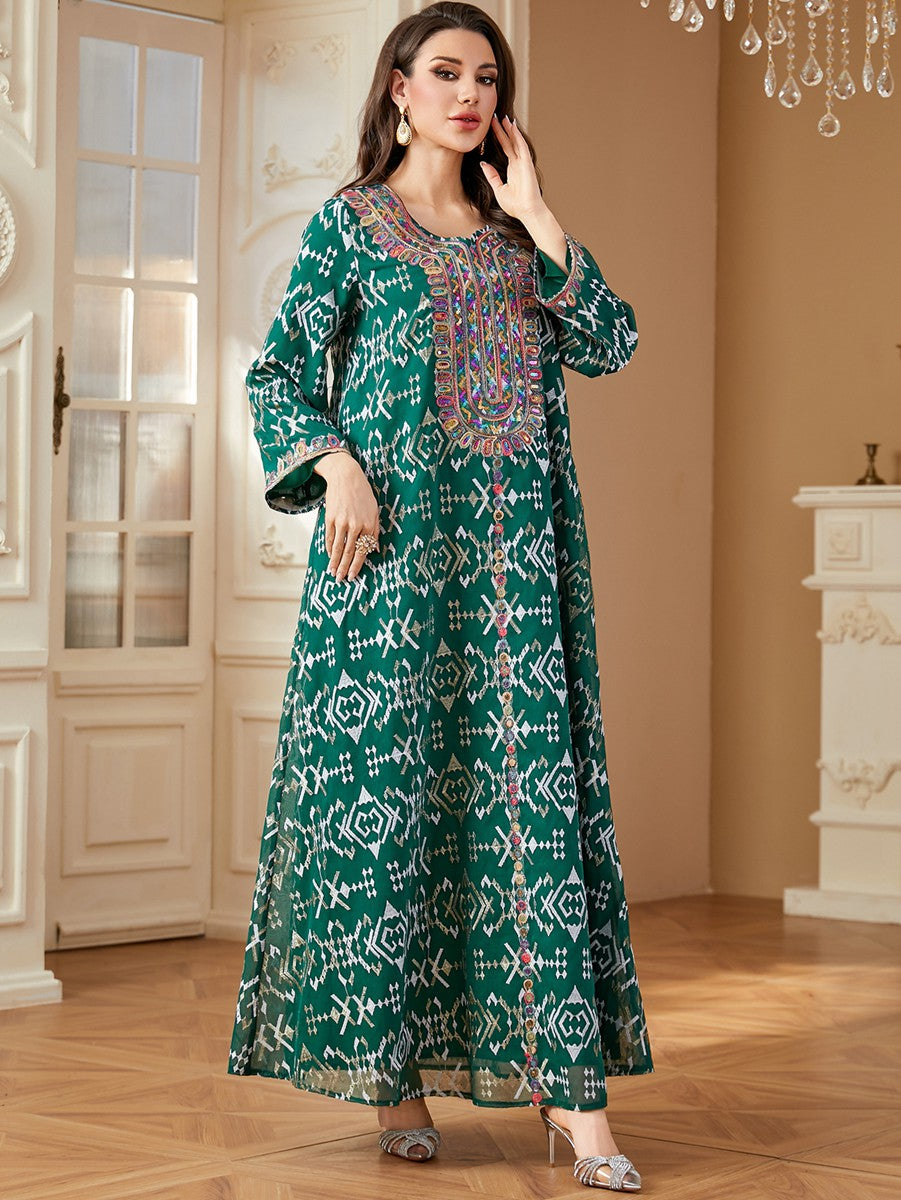Eid Embroidery Dress Muslim Women Caftan Kaftan Dress #264309