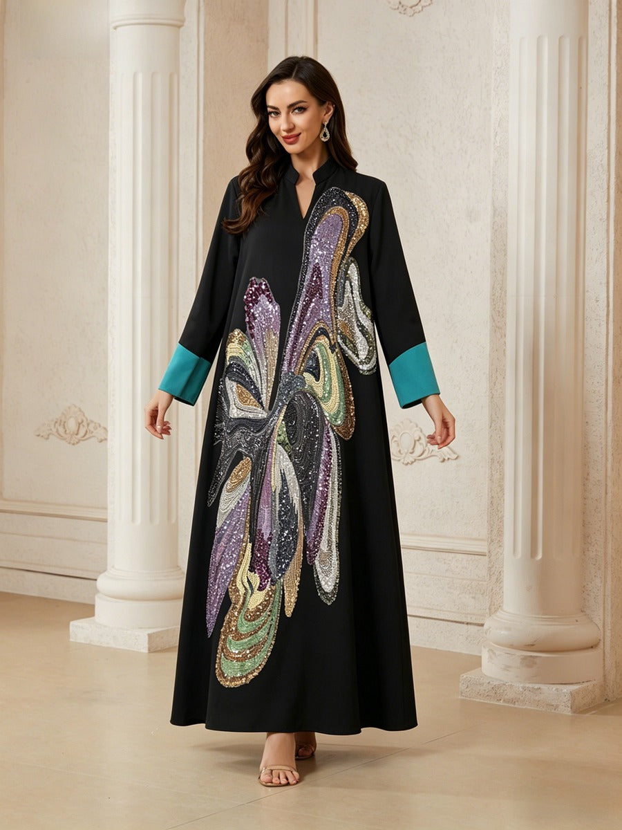 Eid Hand-stitched Beads Caftan Kaftan Dress #26N189
