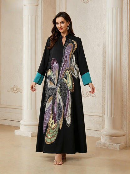 Eid Hand-stitched Beads Caftan Kaftan Dress #26N189