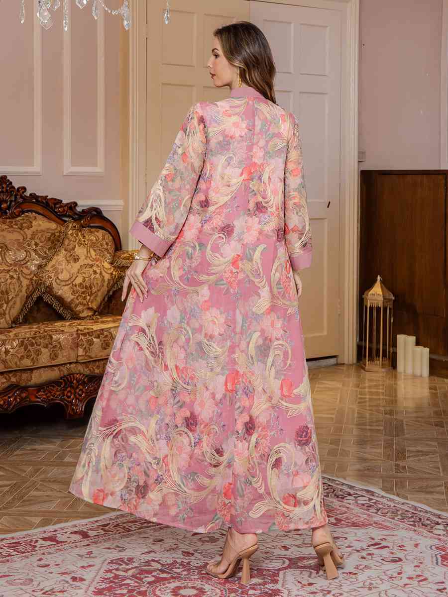 Eid Sequins Printed Dress Muslim Women Caftan Kaftan Dress #25S191