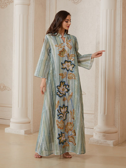 Eid Appliqu Sequins Caftan Kaftan Dress #26S161