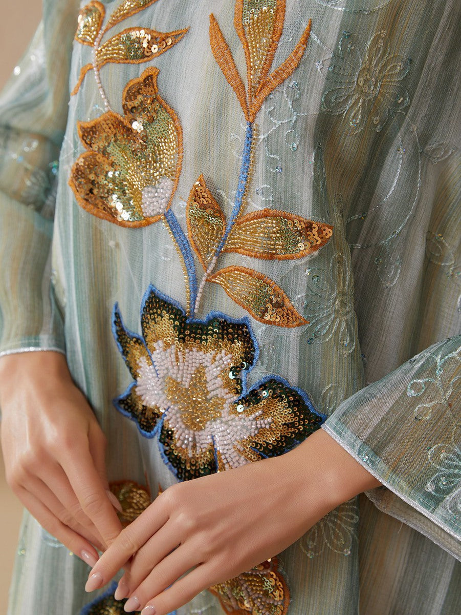 Eid Appliqu Sequins Caftan Kaftan Dress #26S161