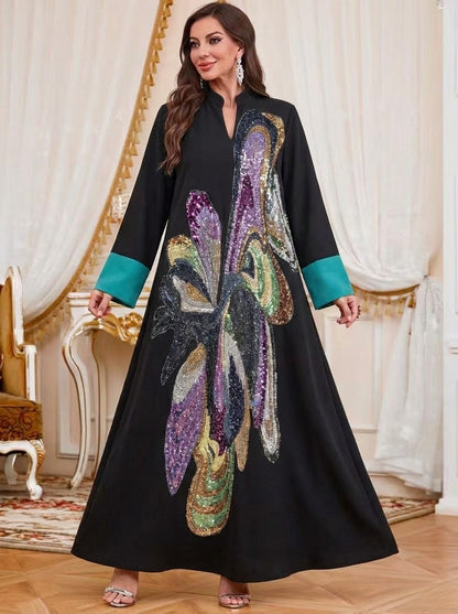 Eid Hand-stitched Beads Caftan Kaftan Dress #26N189