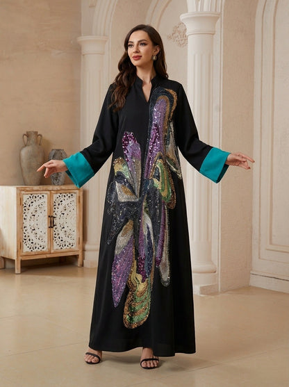 Eid Hand-stitched Beads Caftan Kaftan Dress #26N189