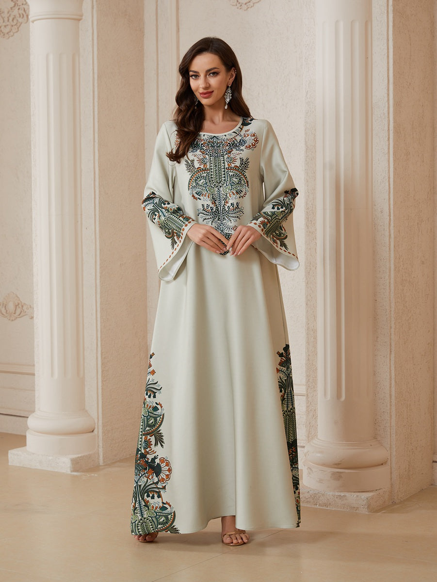 Eid Hotfix Rhinestones Caftan Kaftan Dress Jalabiya #26S2604